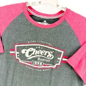 Cheers Boston Raglan T-Shirt Mens XXL Gray Red TV Show Graphic Tee Boston